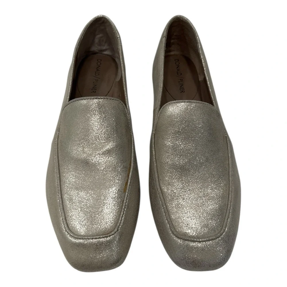 Donald J. Pliner Haro Silver Metallic Leather Slip On Loafer Women’s 8 M
